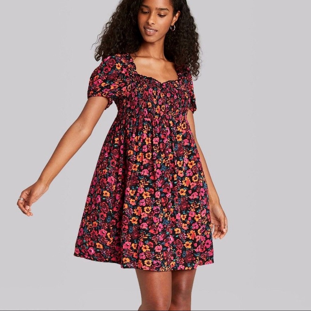NWT Wild Fable Smocked Babydoll Floral Dress